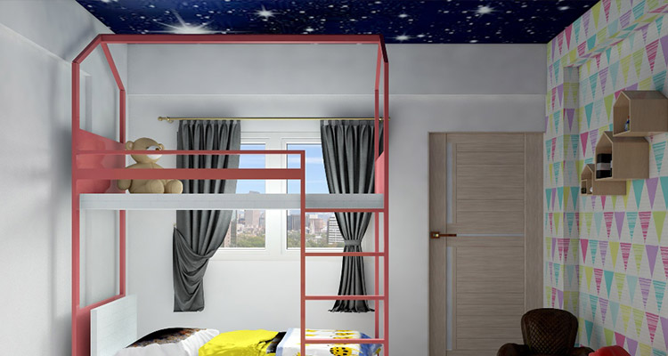 Blue ceiling with beautiful starry sky